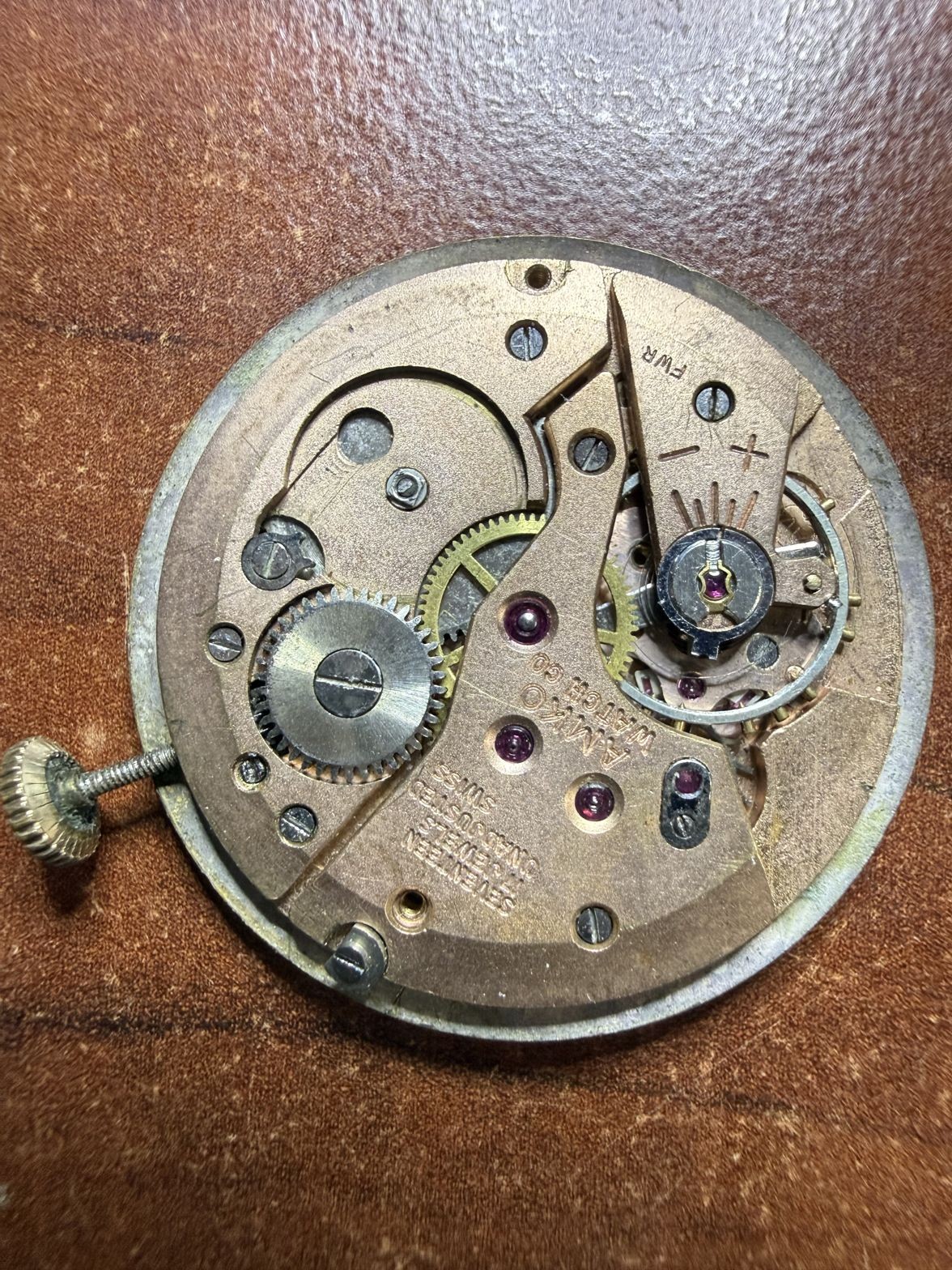 Piquette Dial Amko 17 Jewels Round Movement Incabloc Not Running Parts