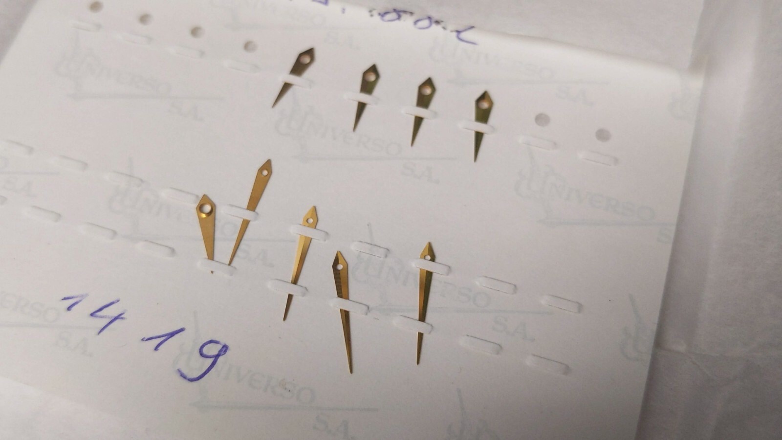 Ebel cal 170 hands, yellow dauphin, Minute hand 12mm, hour hand 8mm (from center