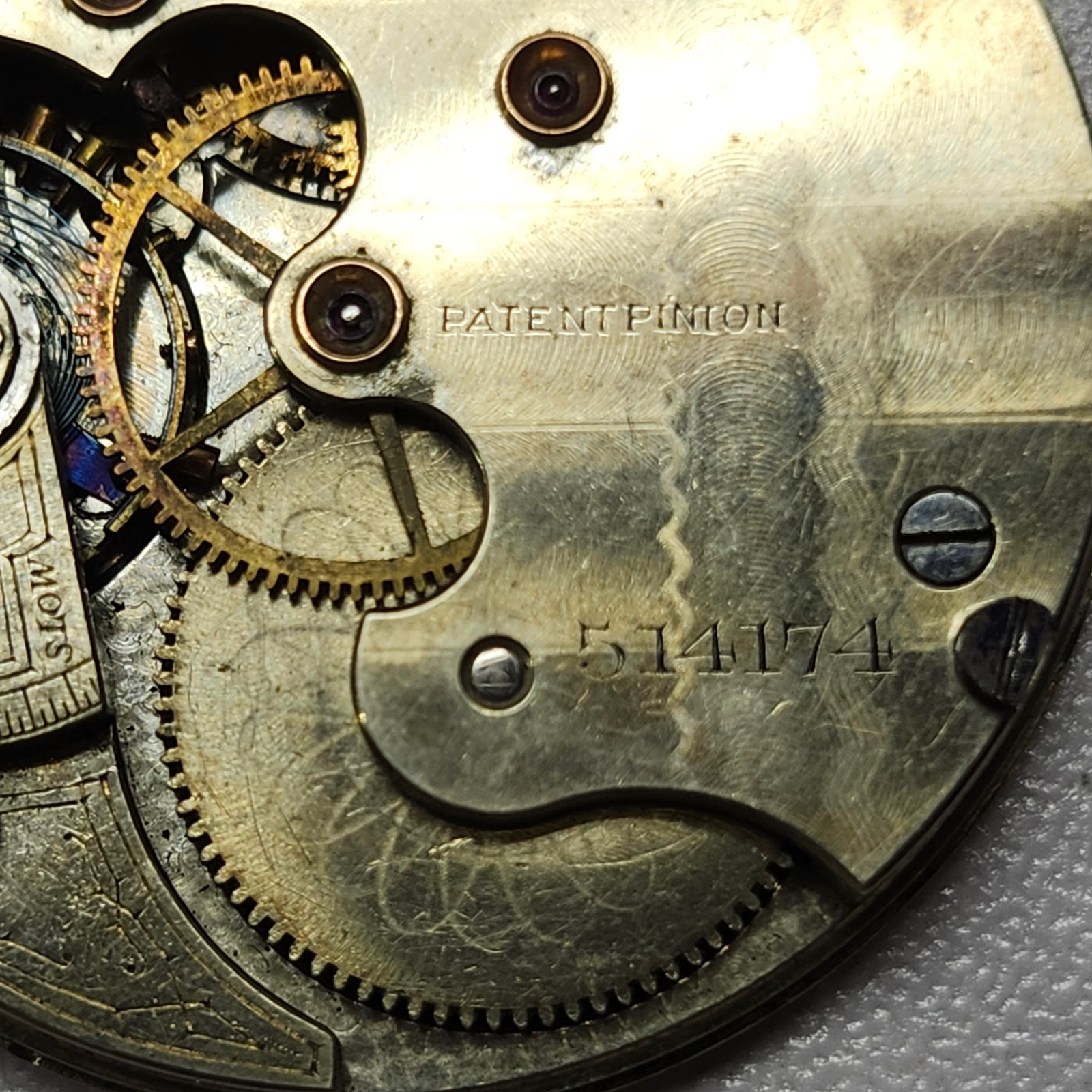 Elgin 12s Pocket Watch Movement – 15J Adjusted – Gilt Finish -for PARTS OR REPAI