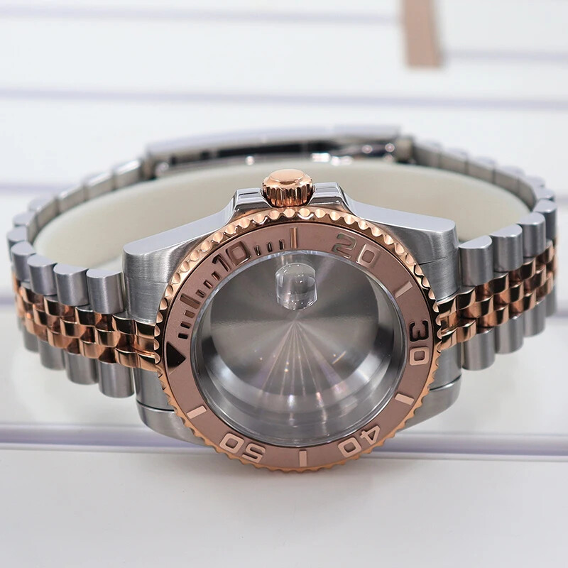 40mm Yacht Watch Case Part Jubilee Strap For Seiko NH35 8215 2824 Movement 10ATM