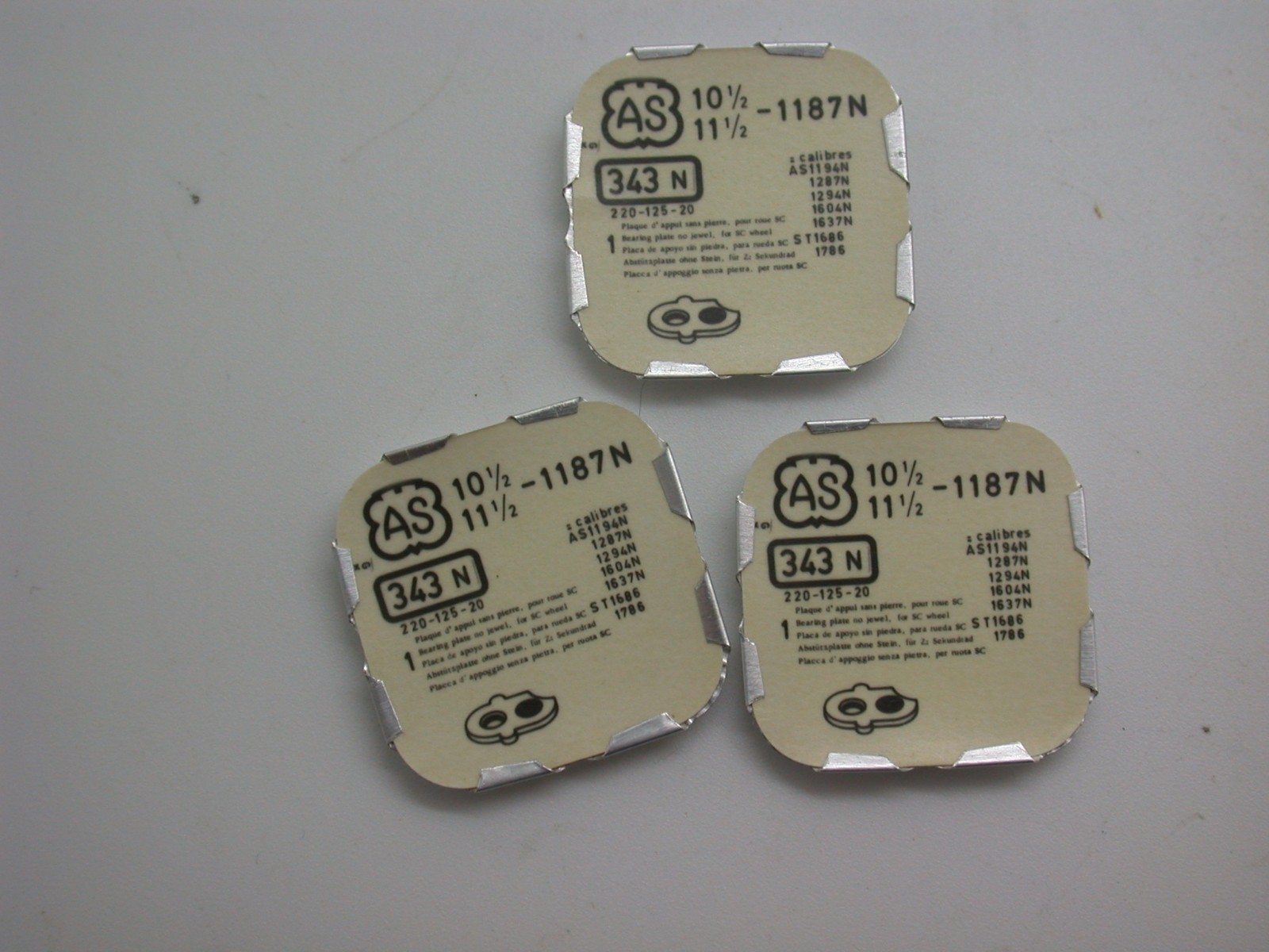 AS Watch Part #343 Calibre 1187N Bearing Plate No Jewel for SC Wheel