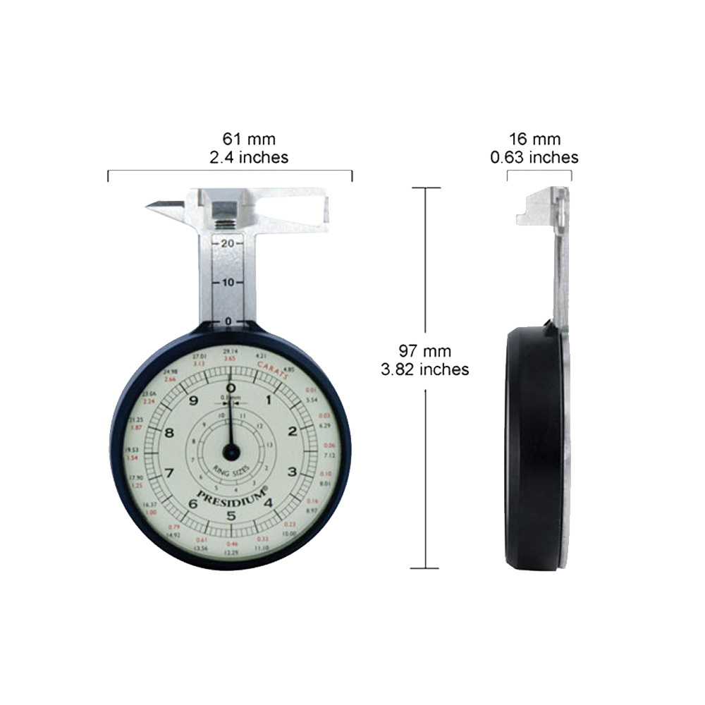 Presidium Dial Gauge Stone Measuring Device With Carat Display & Gemstone Table