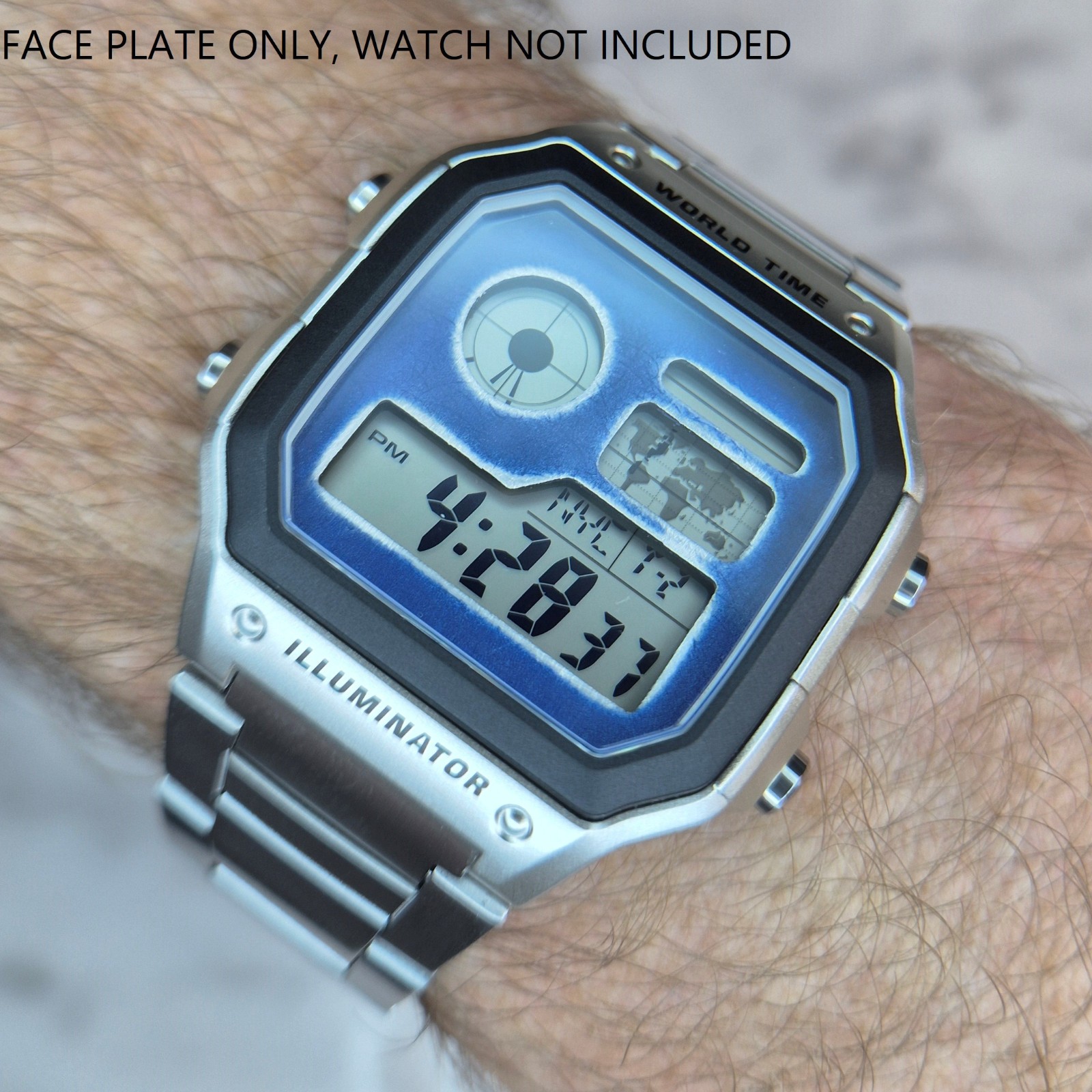 Laser-cut Aluminium Face Plate for Casio AE-1200, Anodised Distressed Appearance