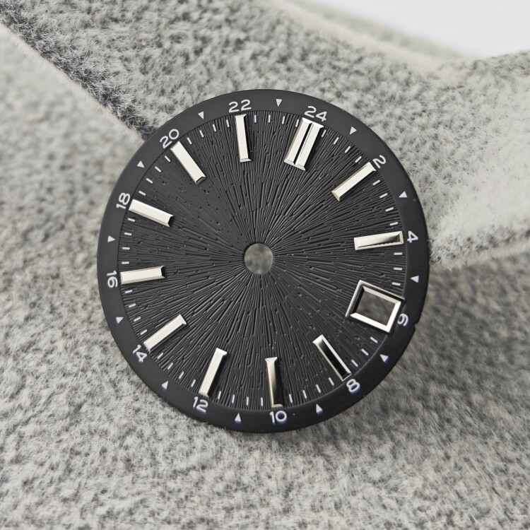 Radiogravure Dial White Blue Black Dial Silver Studs 28.5 Mm for NH34 Movement