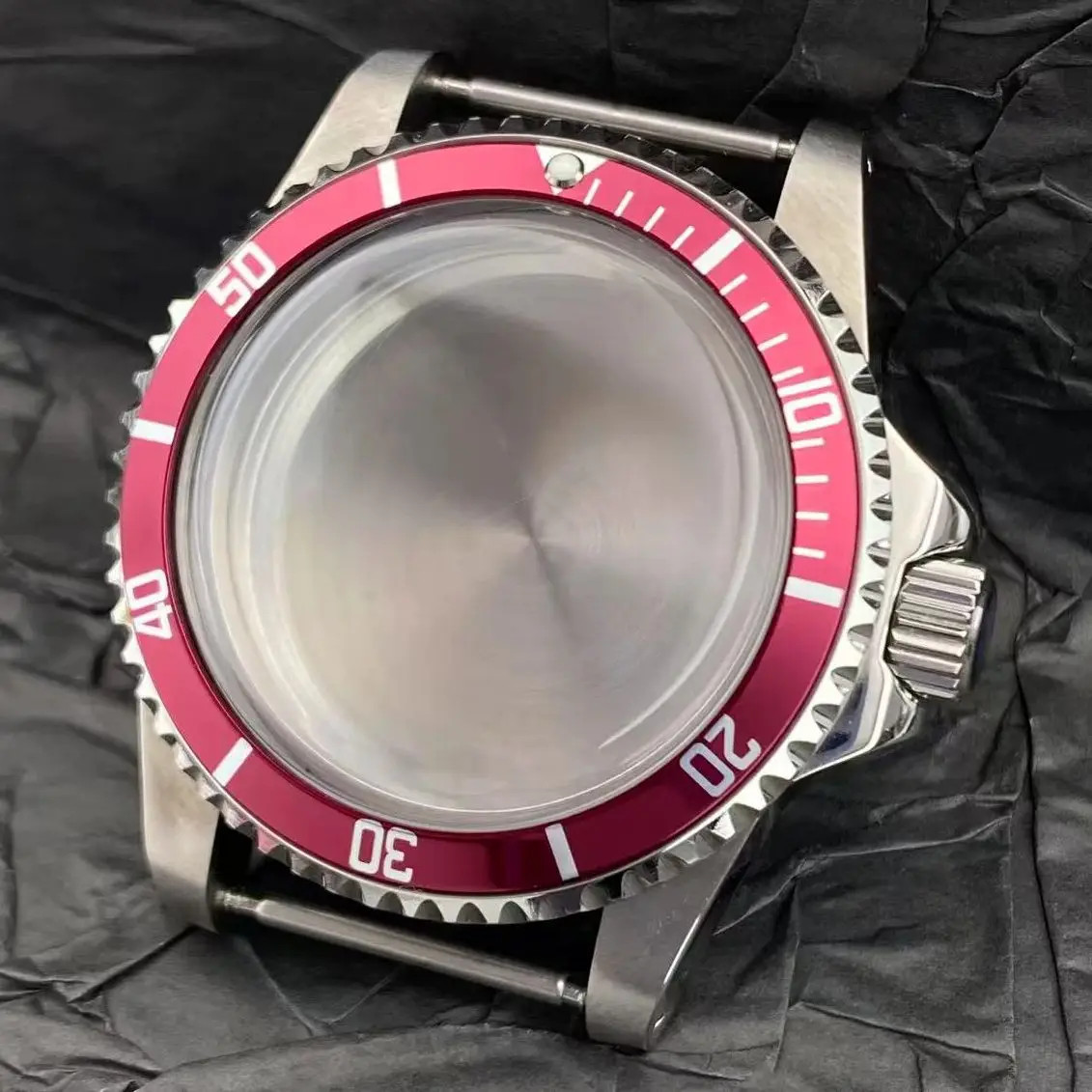 39.5Mm NH35 Case SUB GMT 120-Click Vintage Dome Acrylic Glass Watch Case for NH3