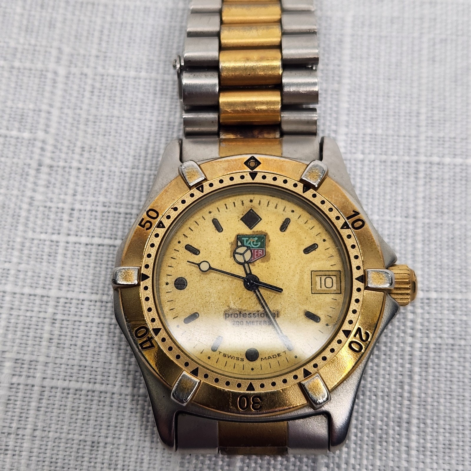 Tag Heuer Watch FOR PARTS 964.013 Gold and Silver Tone NOT WORKING