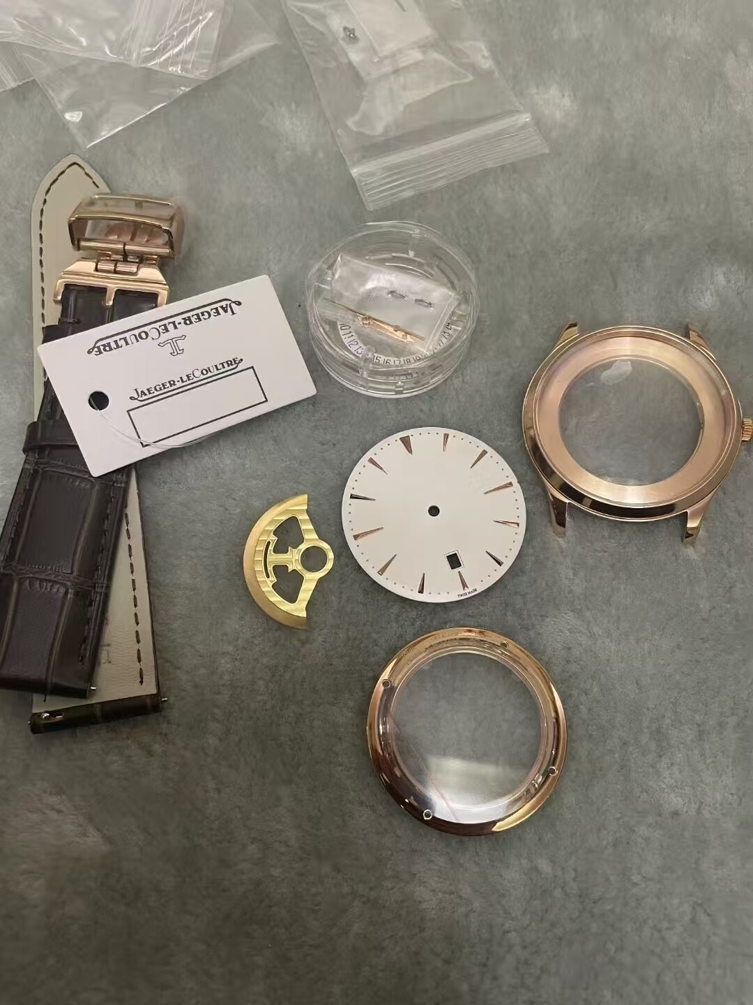 DIY Lot for JaegerL 2824 Watch Case + Dial + Hands + Strap Sapphire 40mm-