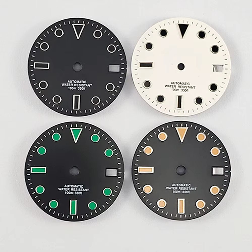 NH35 28.5Mm No Logo Sterile Sanding Watch Dial No Luminous White Black Blue