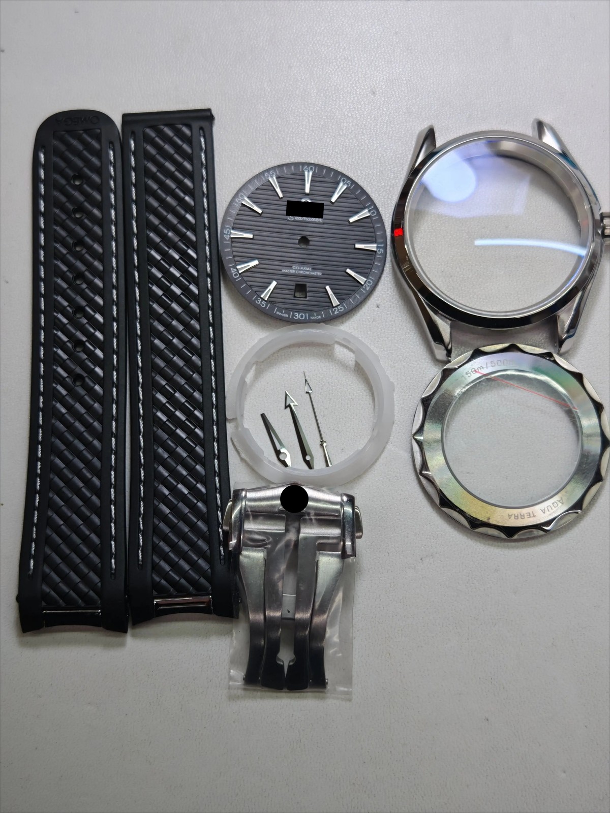 Watch Part Kit for Seamaster 8200 8215 2813 41mm Watch Case+Dial+Hands+Strap