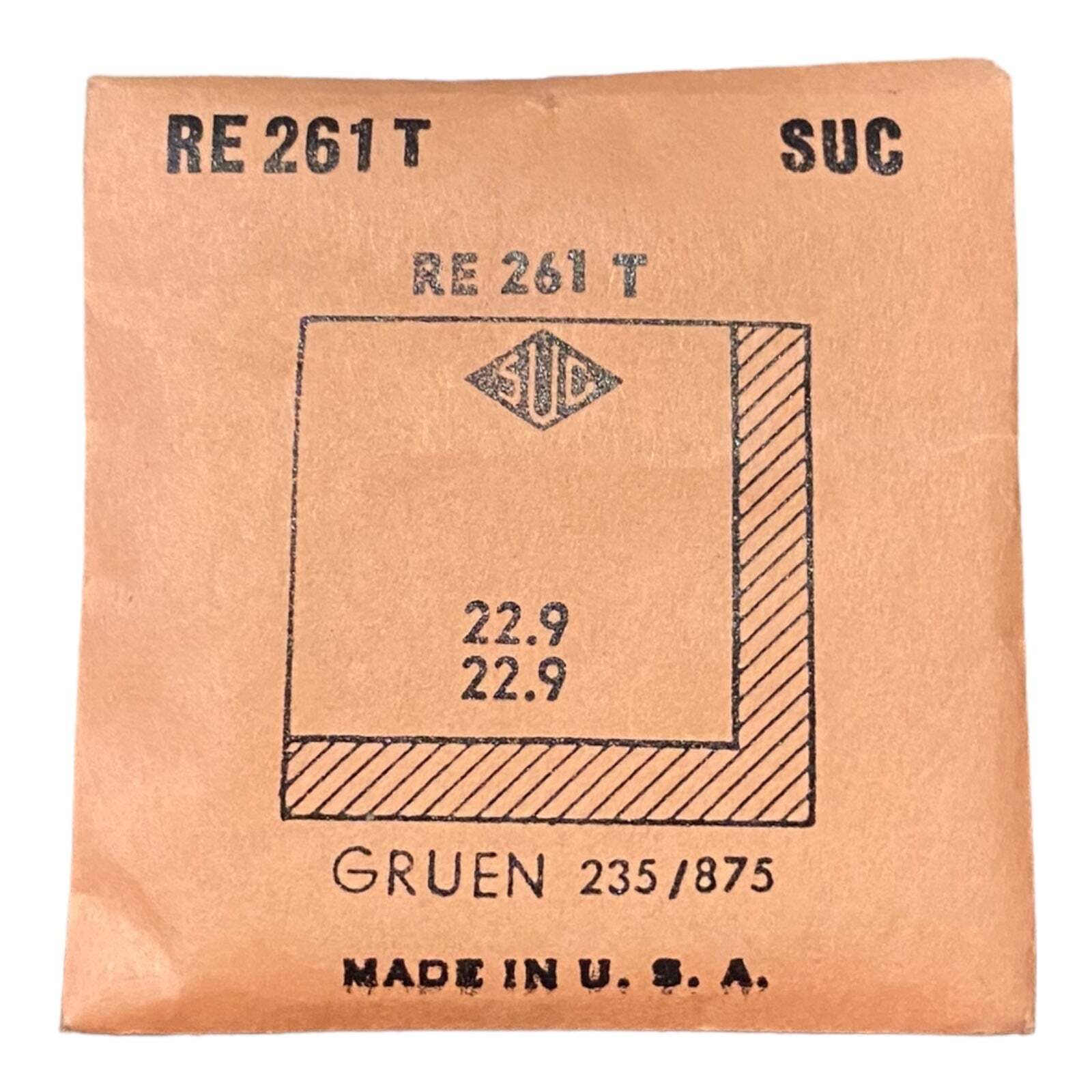 SUC RE261T Watch Crystal 22.9×22.9 NOS Part Rocket Cylinder Gruen