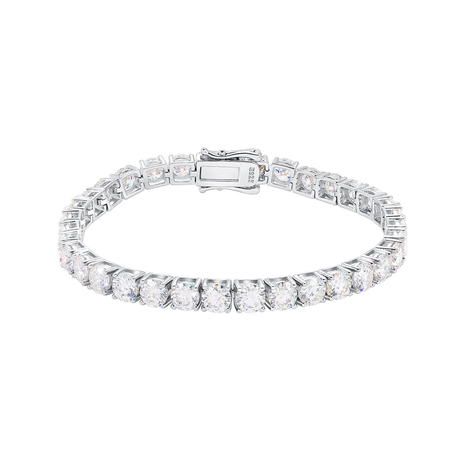 Gem’s Beauty moissanite tennis bracelet 925 silver plated 14k gold 3-6.5mm D …