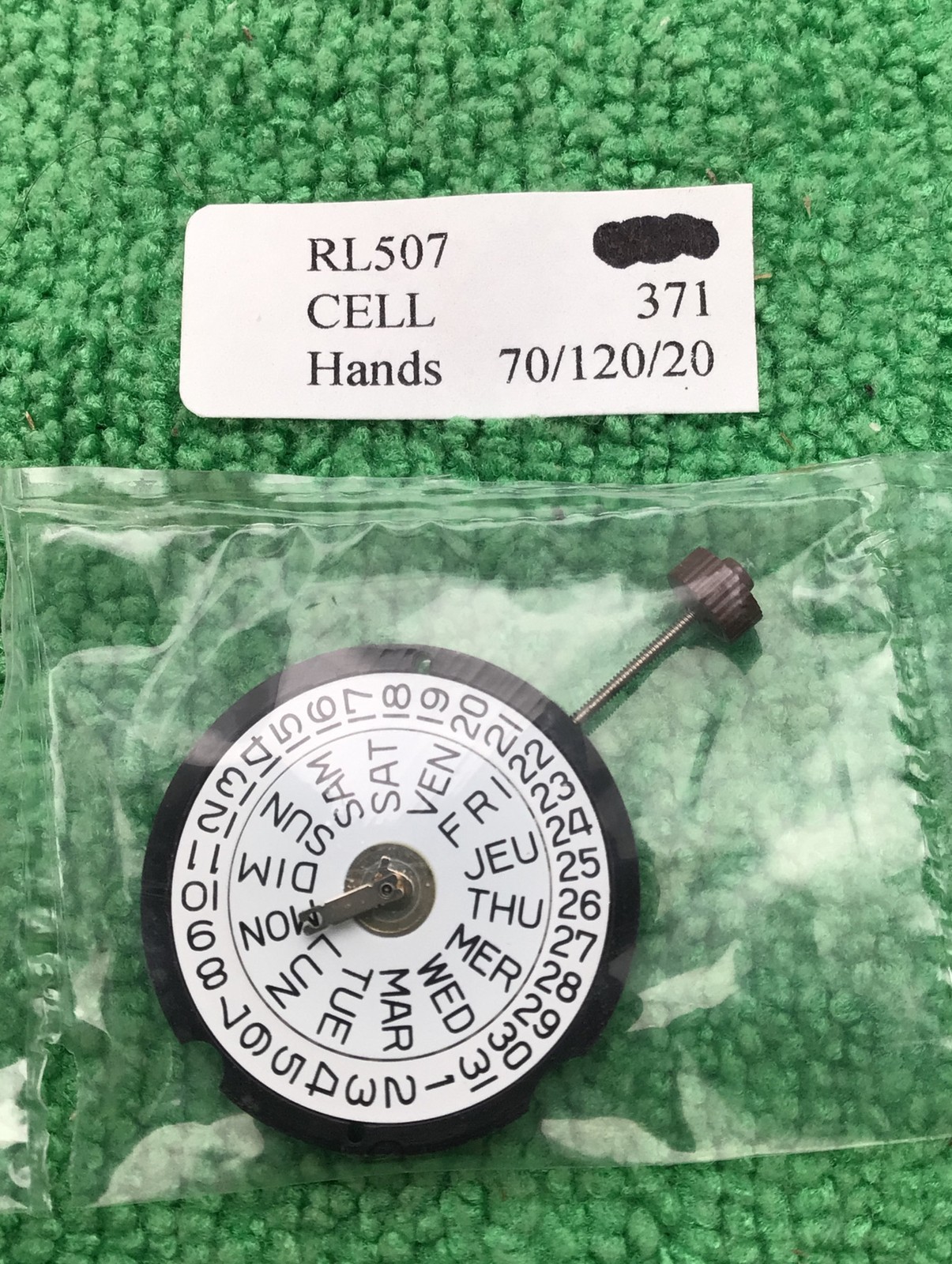 RONDA RL 507 QUARTZ WATCH MOVEMENT, 3 Hand, Day/Date At 3, aa