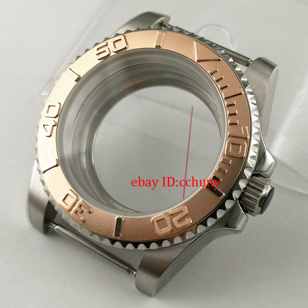 40mm Sapphire Watch Case Steel Rose Gold ceramics Bezel Fit NH35 NH36 Movement