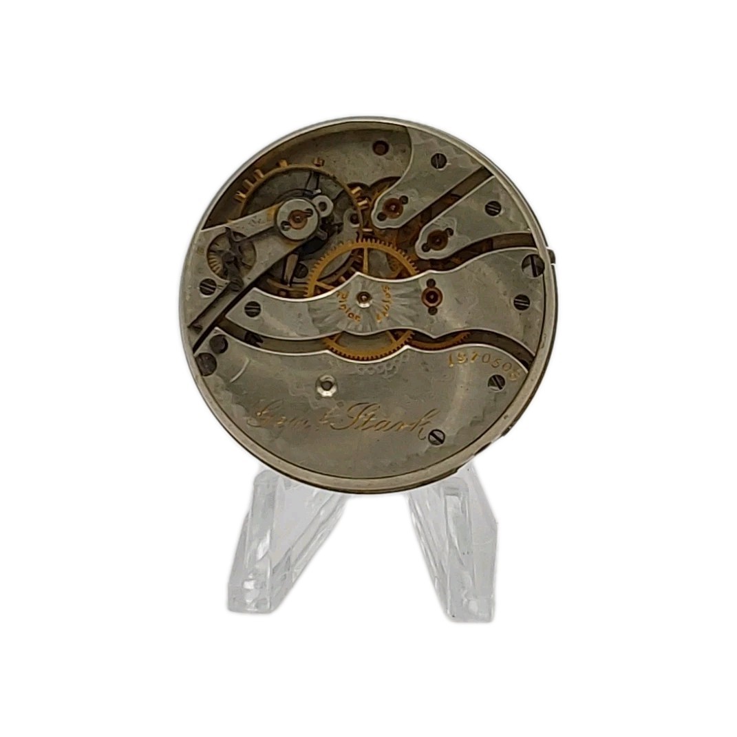 Hampden Gen Stark 12s Movement Sunk Enamel Dial Hands Pocket Watch Parts 680