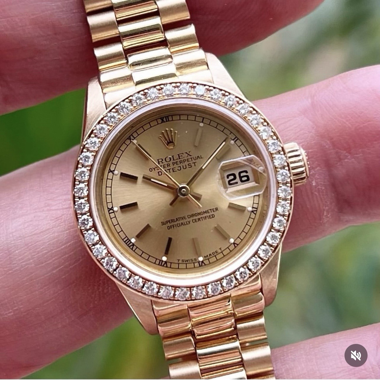 FACTORY Original Rolex 18K YG DIAMOND Bezel 26mm Lady Datejust 69173 69178 79173