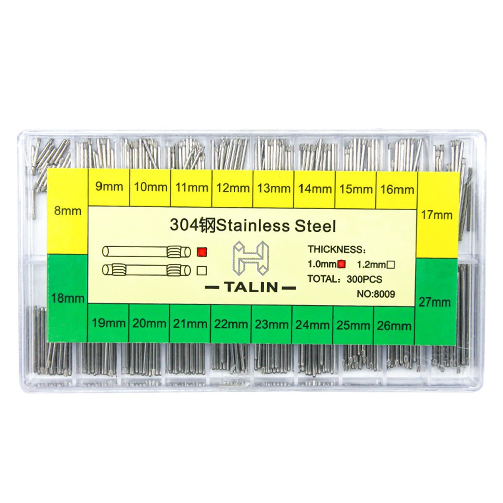 300Pcs Stainless Steel 8-27mm Watch Band Bracelet Bar Link Pin No. 8009//