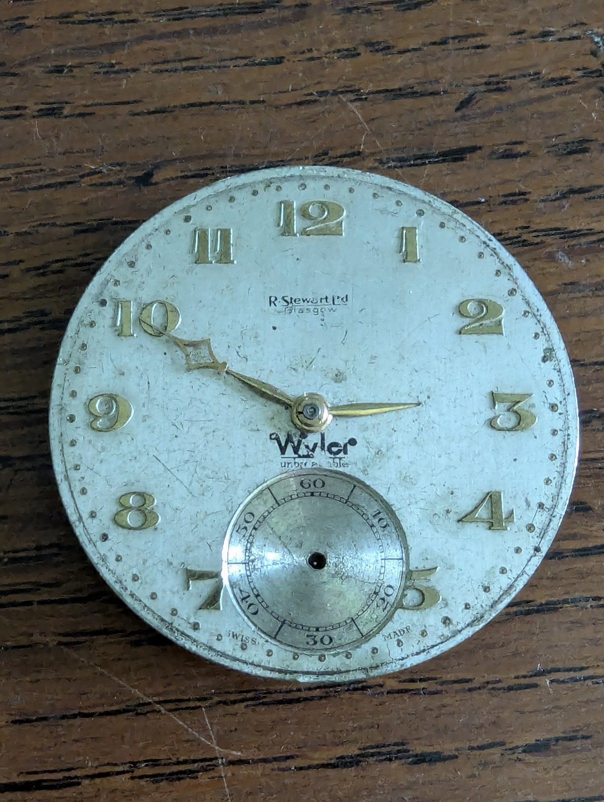 R Stewart Ltd, Glasgow, Pocket Watch Movement / Dial / Hands to Restore #N565