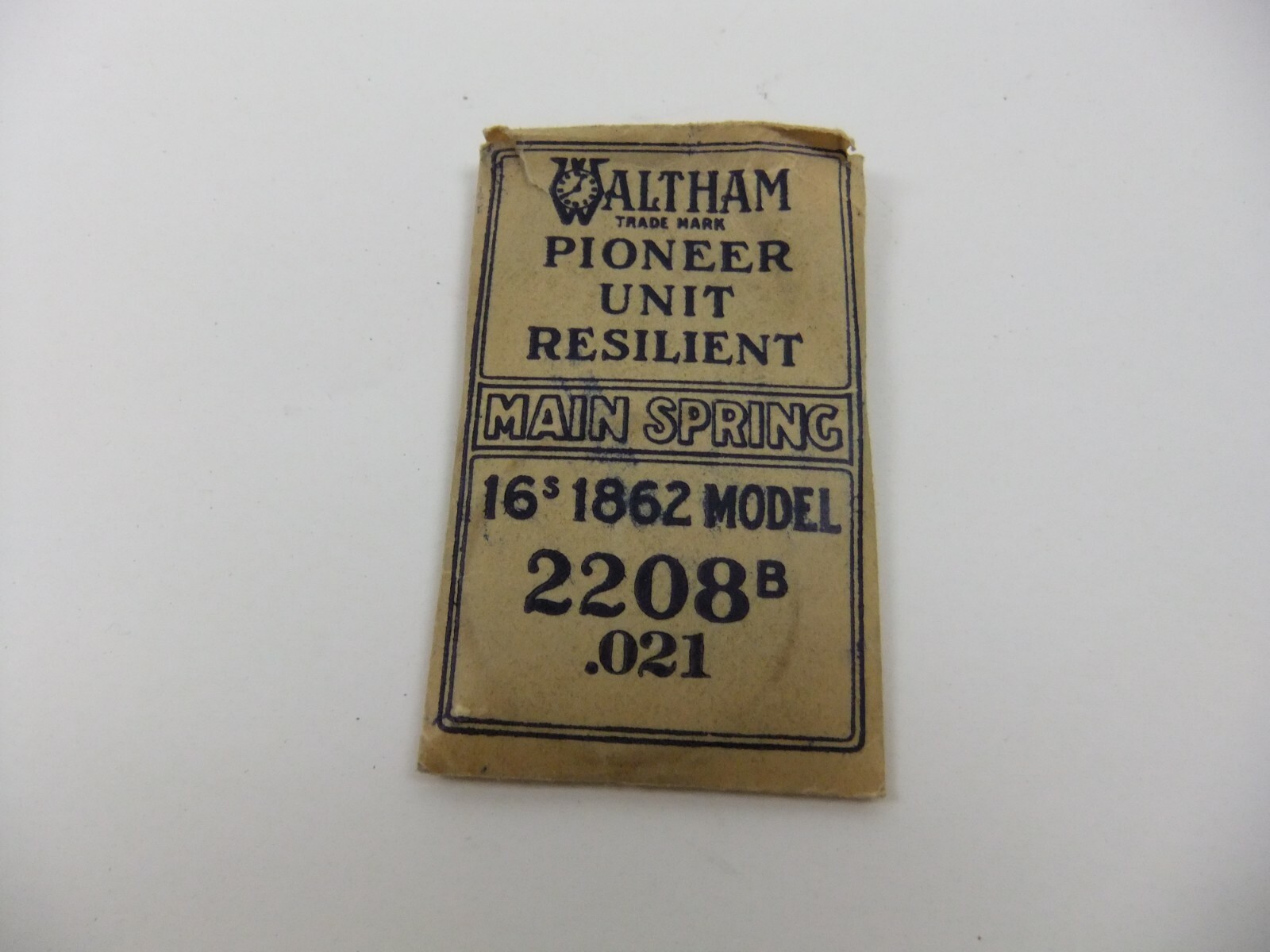 Vintage Waltham Watch Co Unit Pioneer Resilient Main Spring 16s 1862 Model 2208B