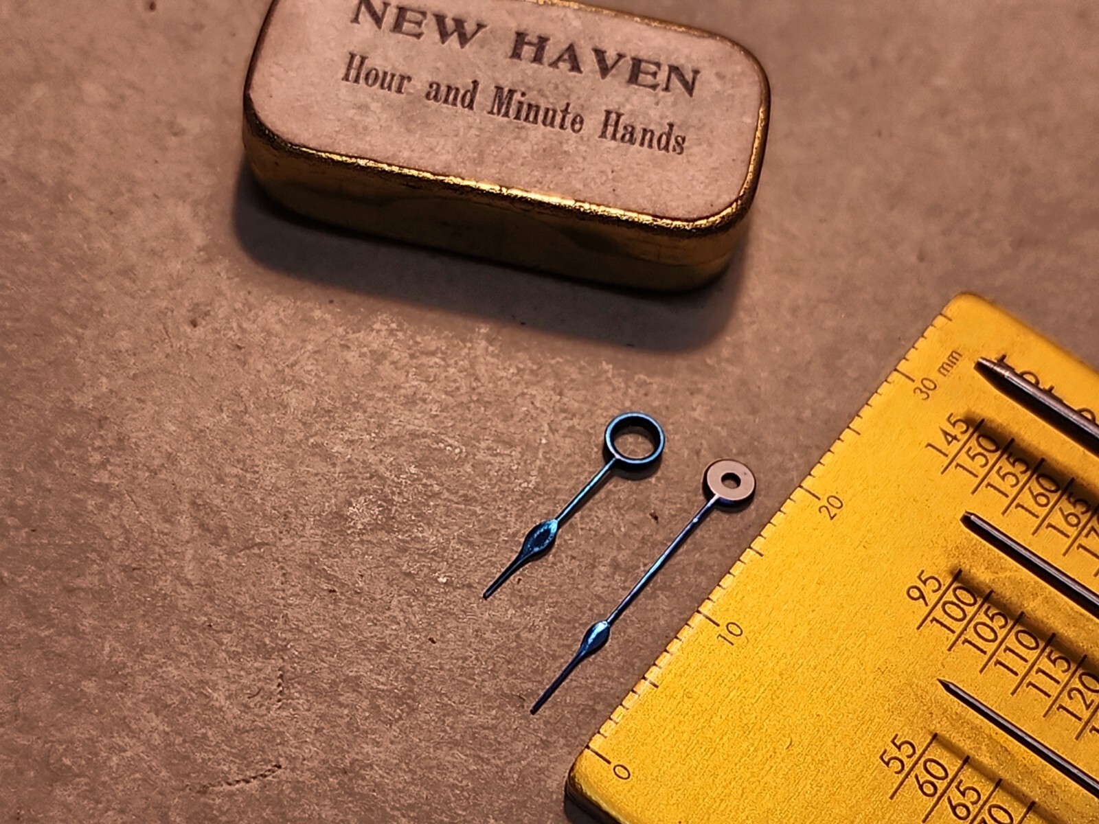 Set Of NOS New Haven Blue Spade Hour/Minute Hands With 250/100 Hole Sizes