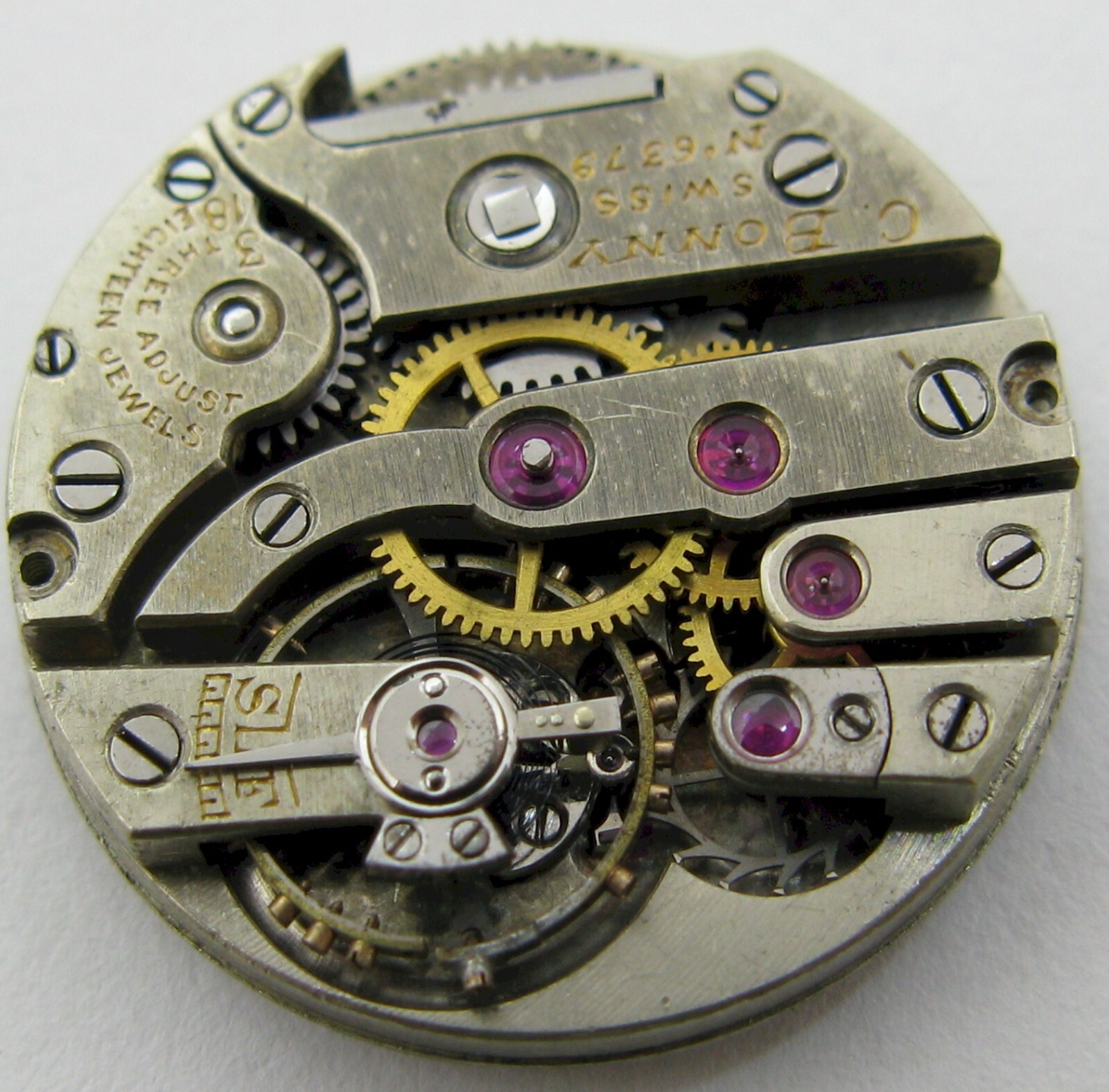Lady C. Bonny INCOMPLETE quality watch movement 18 jewels 3 adj. for part …