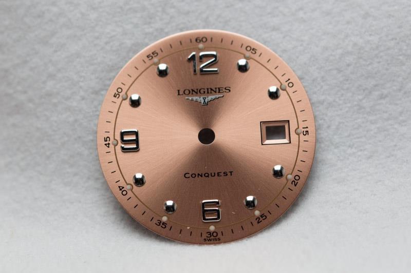 Longines Salmon Pink Conquest Date Wristwatch Dial – 21.8mm NOS