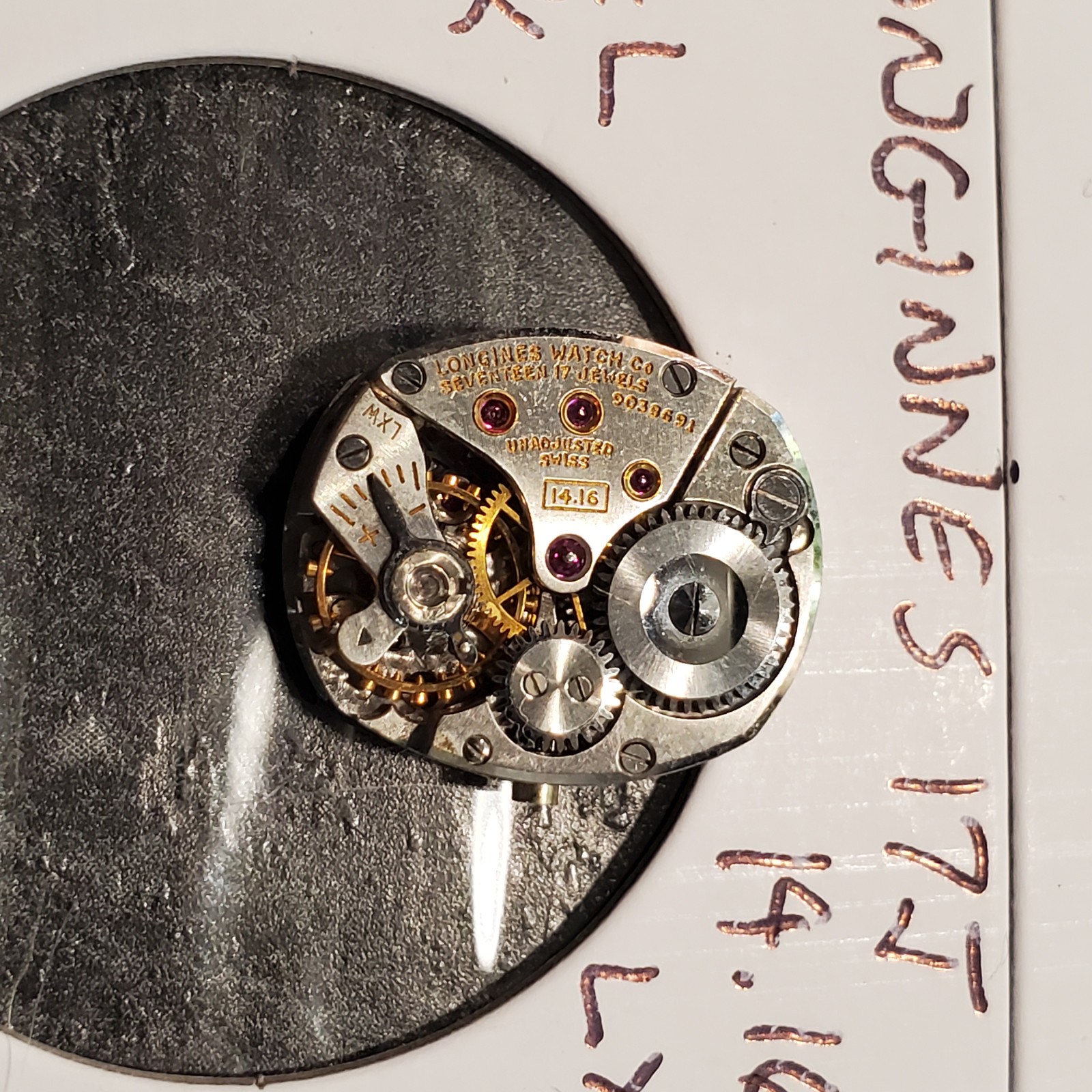 LONGINES 17j 14.16 LXW WRIST WATCH MOVEMENT #1705