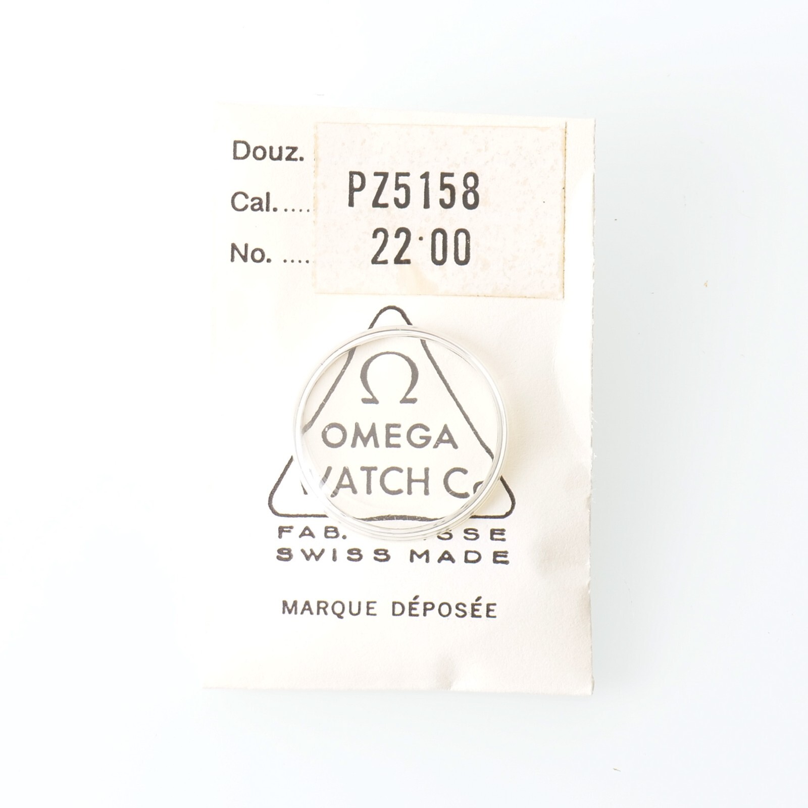 Genuine OMEGA Crystal PZ5158 Fits 565.026 Original Silver Tension 22.00mm (OME)