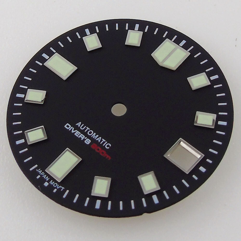 29mm black sterile dial luminous Watch Dial for NH36A NH35A 4.2 &3 o’clock crown