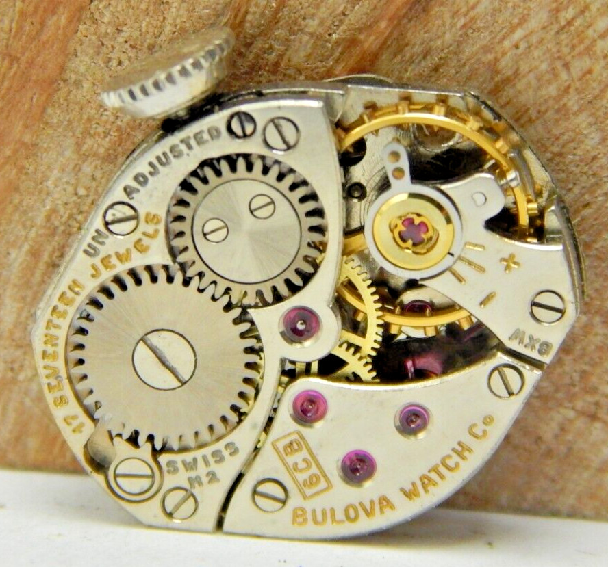 Vintage 1962 Bulova 6CB 17 jewel ladies wrist watch movement with dial & hands