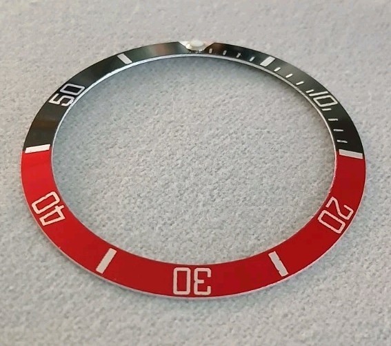 Black Red Bezel insert 37.5mm Rolex Submariner 16610 16800 Seiko Aluminium Coke