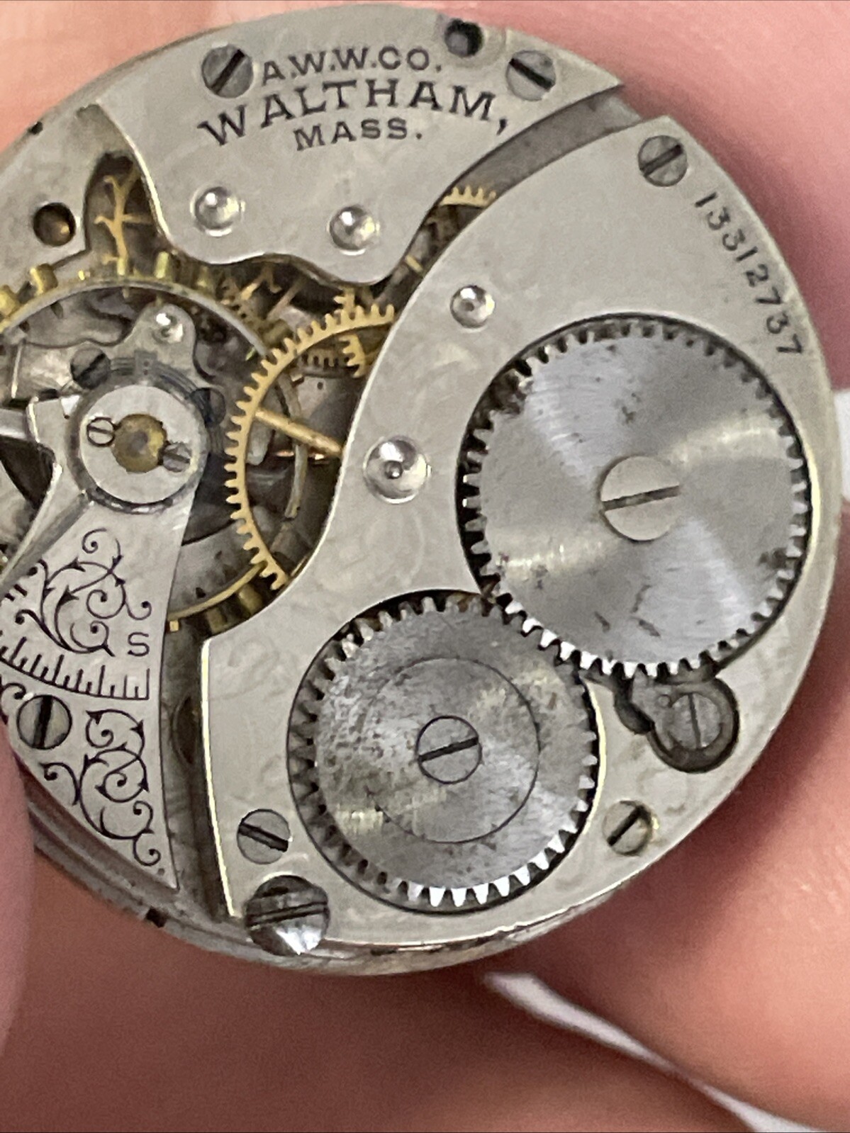 Waltham Watch Movement Grade 110 Size 0s 7j For Parts Or Repair