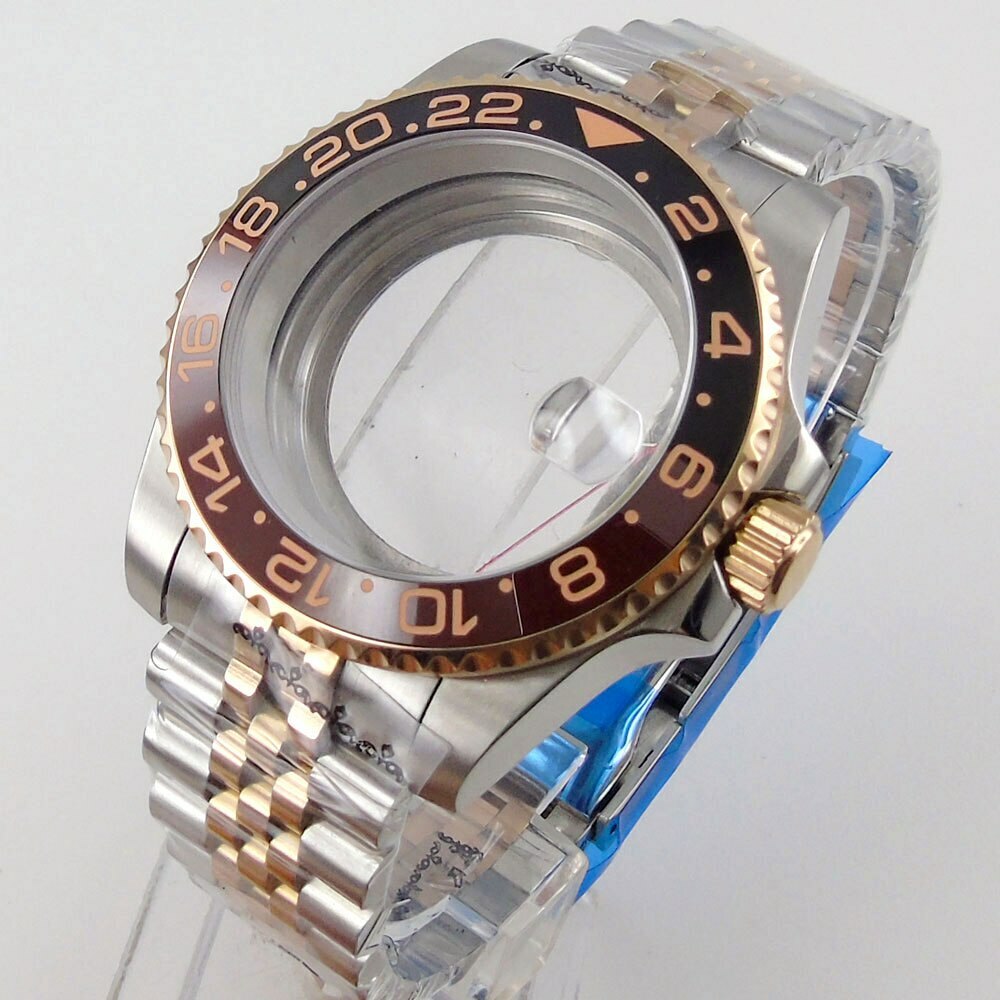 BLIGER fit NH35A NH36A ETA 2824 MIYOTA 8215 Two Tone Rose Gold Watch Case Oyster