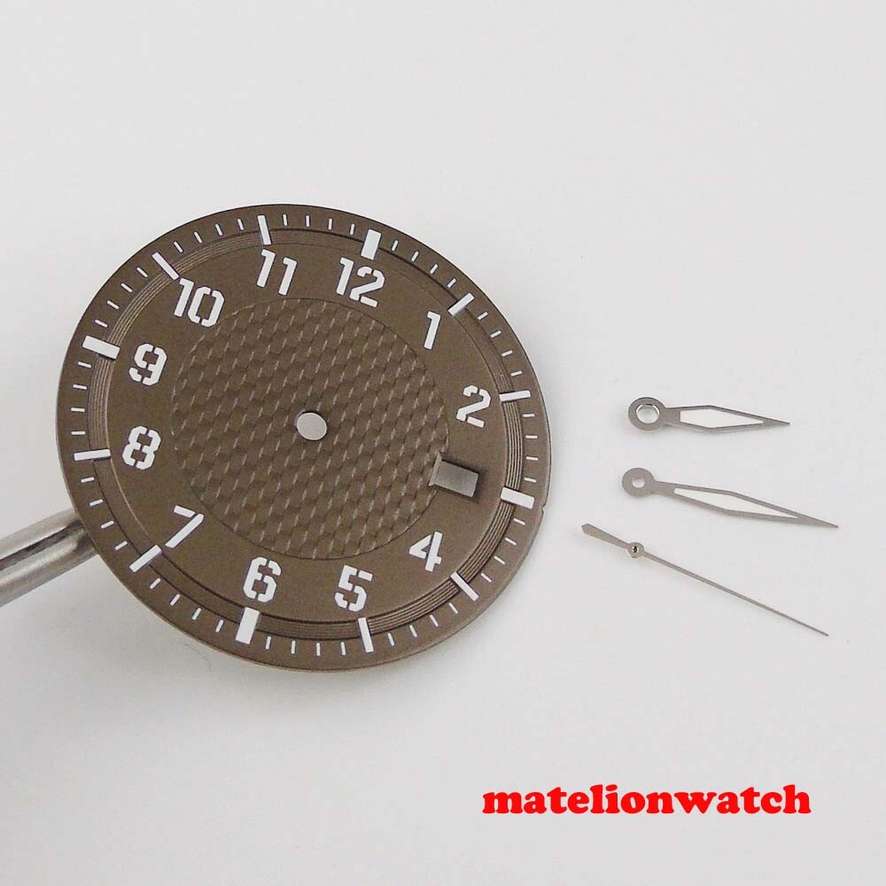 Fit For NH35/NH35A Sterile Watch Dial+Hands Black/White/Green/Coffee Date Window