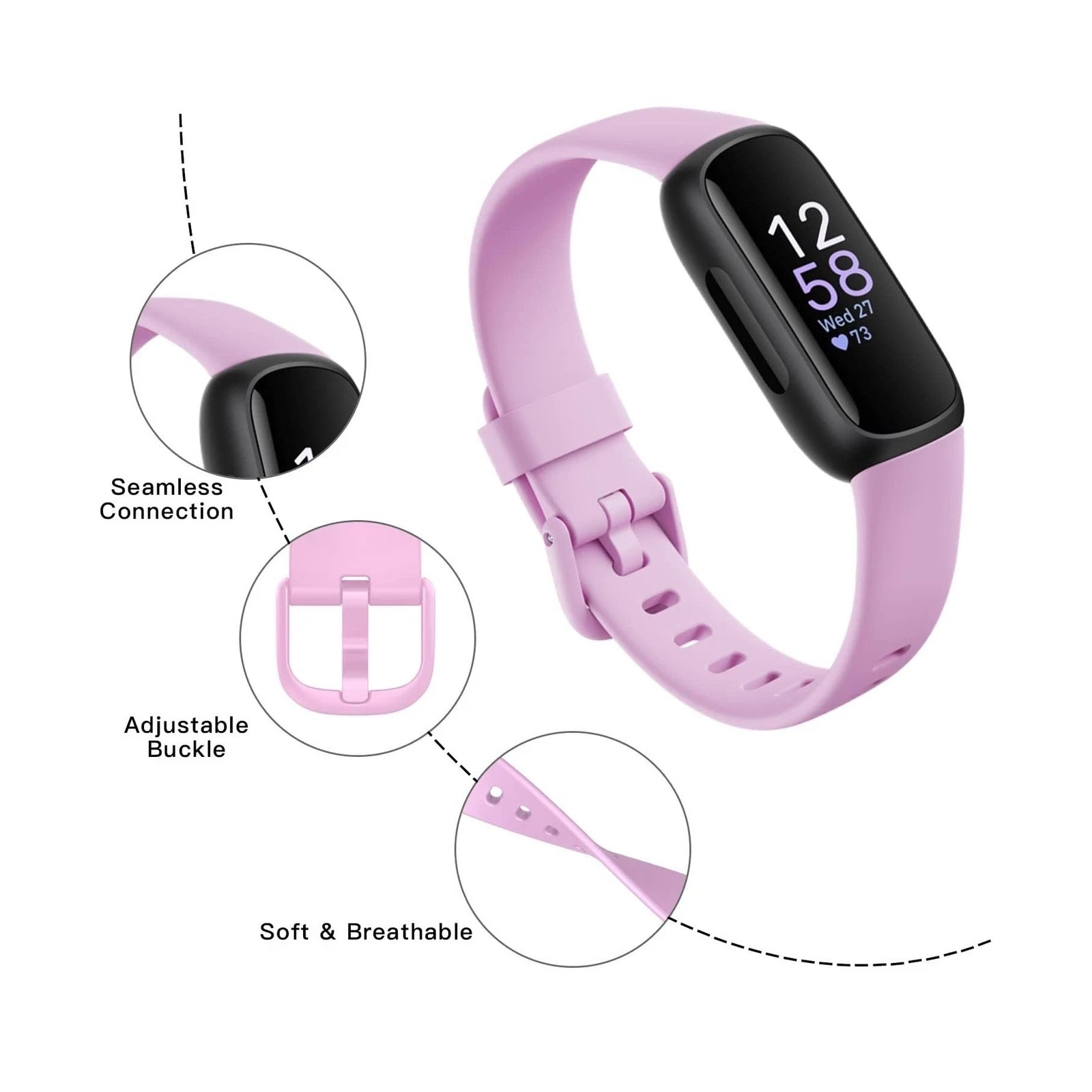 10 Pack Compatible with Fitbit Inspire 3 Bands,Soft Sport Bands Sil… Fast Ship