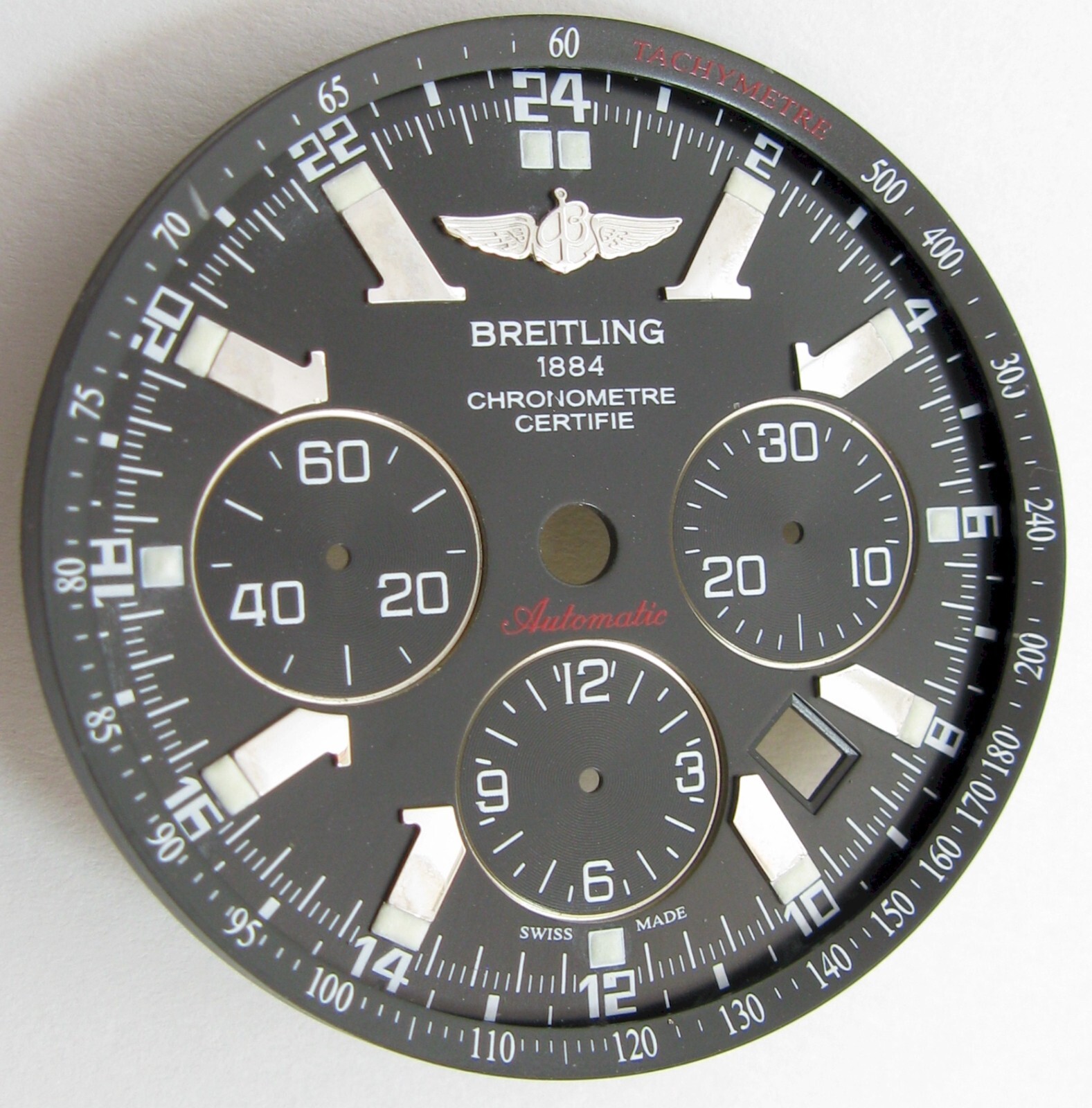Black Dial Breitling 1884 Chronometre certifie with water marks on the markers