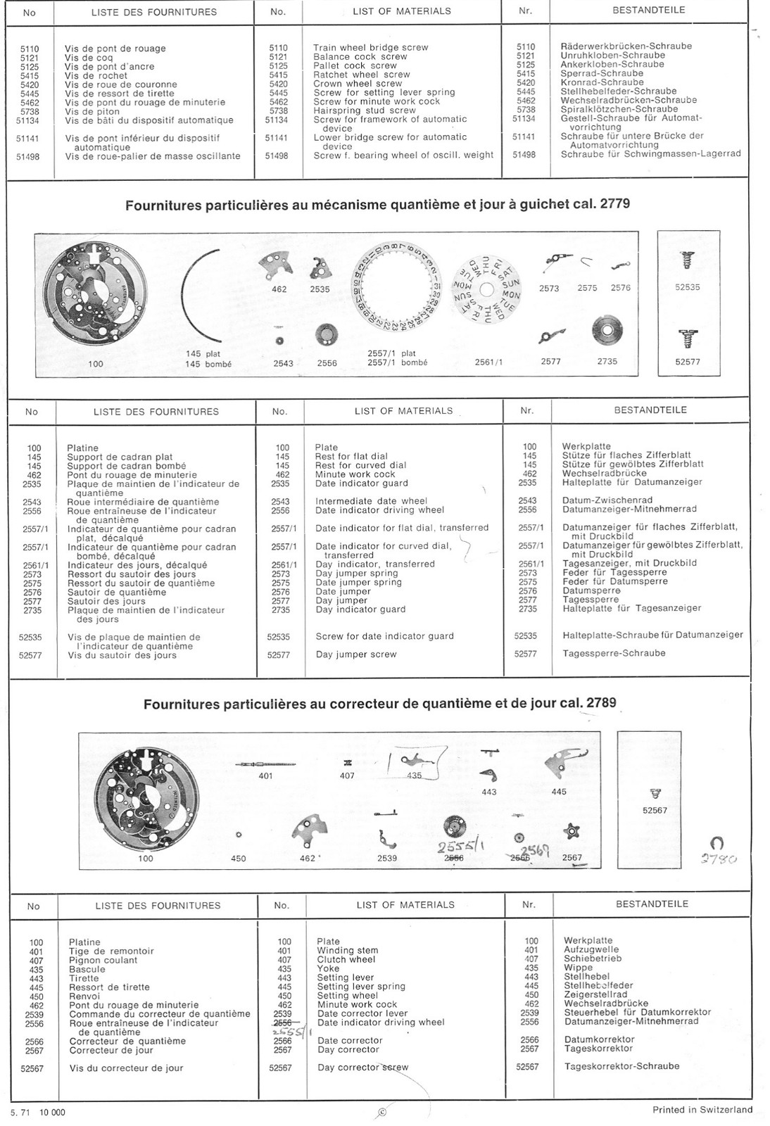 ETA 2789-1 + Other ETA NOS Swiss Automatic Watch Movement.Stripping for parts.