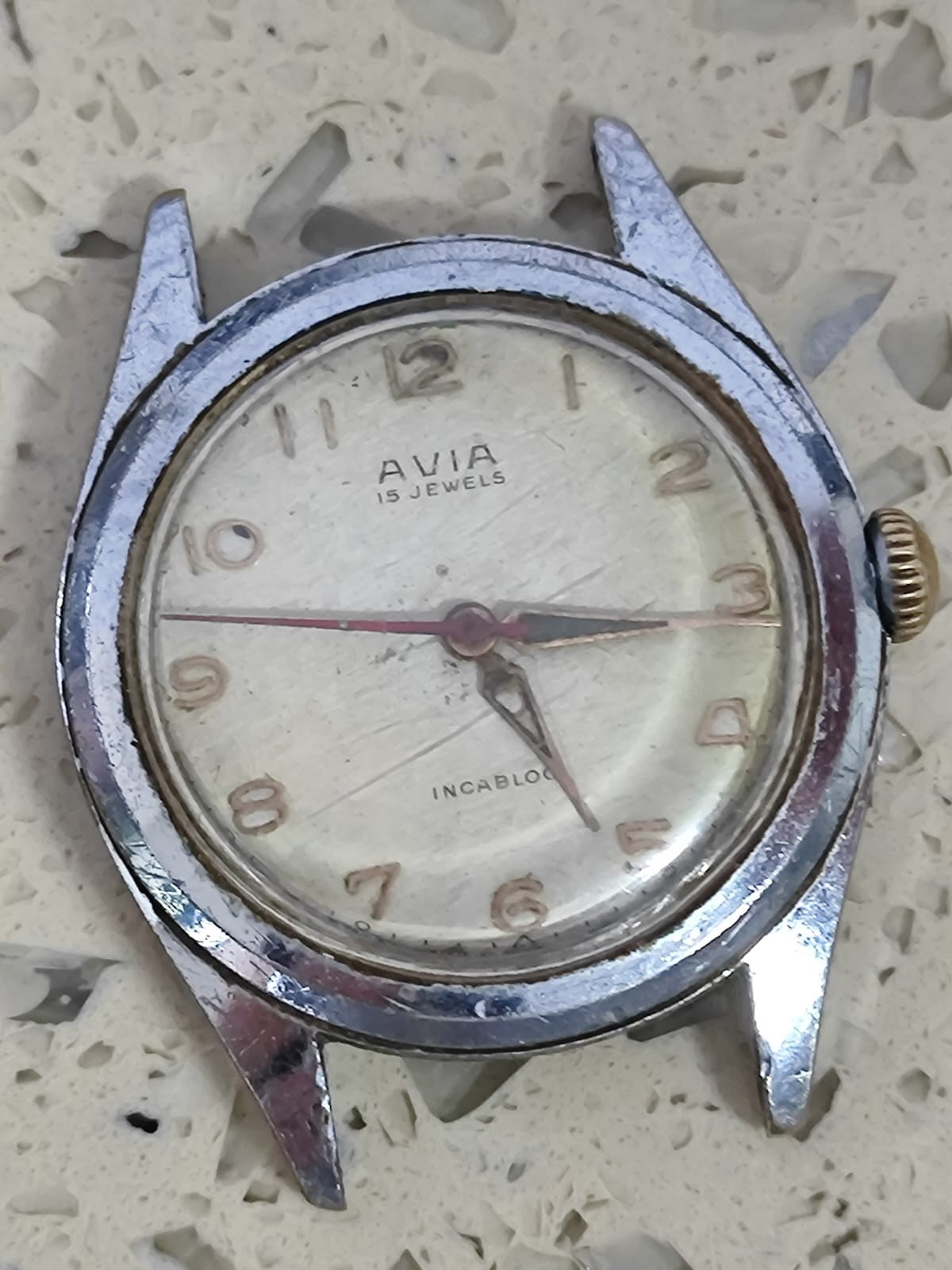 1950 Vintage AVIA watch Cal. AS 1187/94 Not Work balance good For Repair