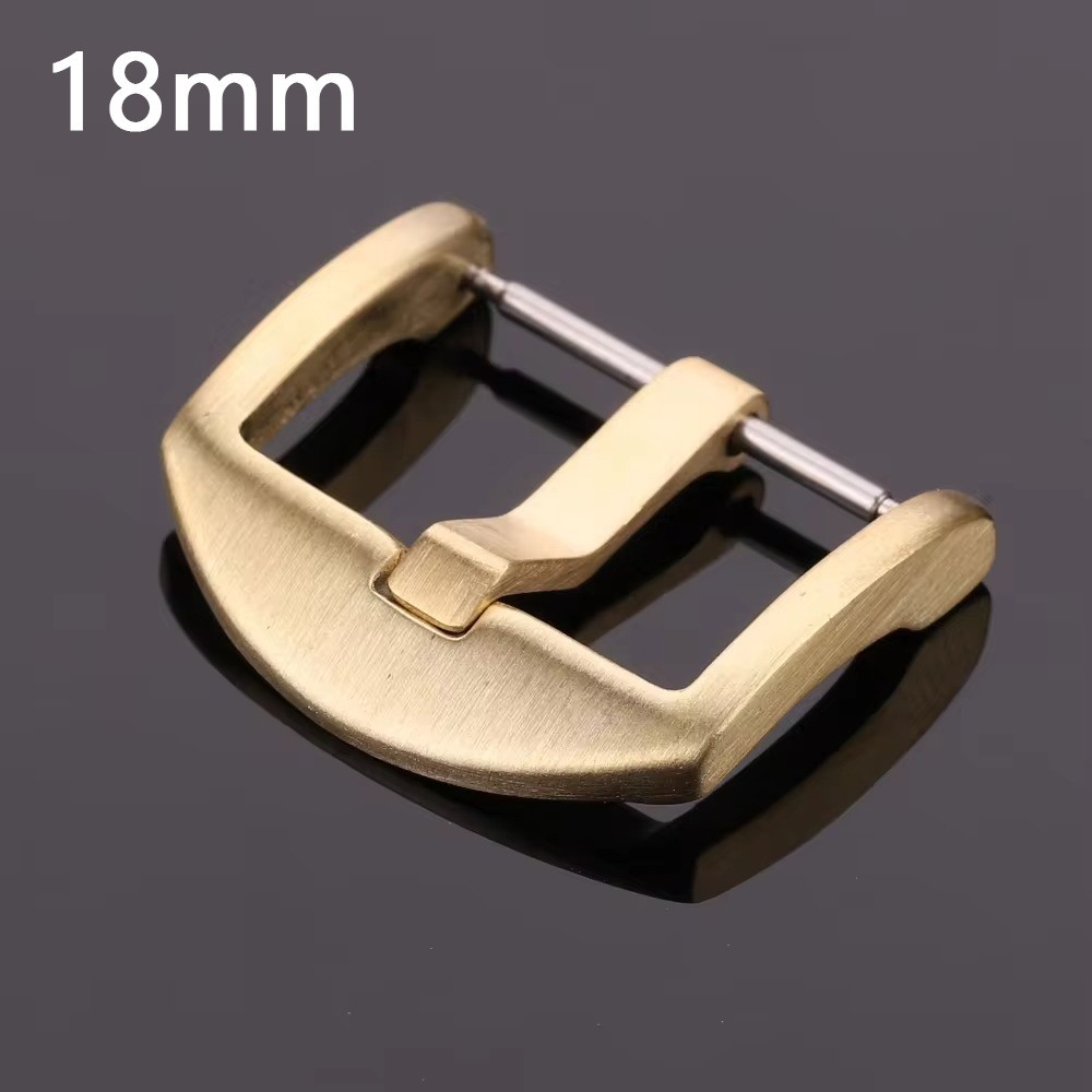 Durable Bronze Metal Watch Band Pin Buckle Solid Copper Strap Clasp 18-24mm