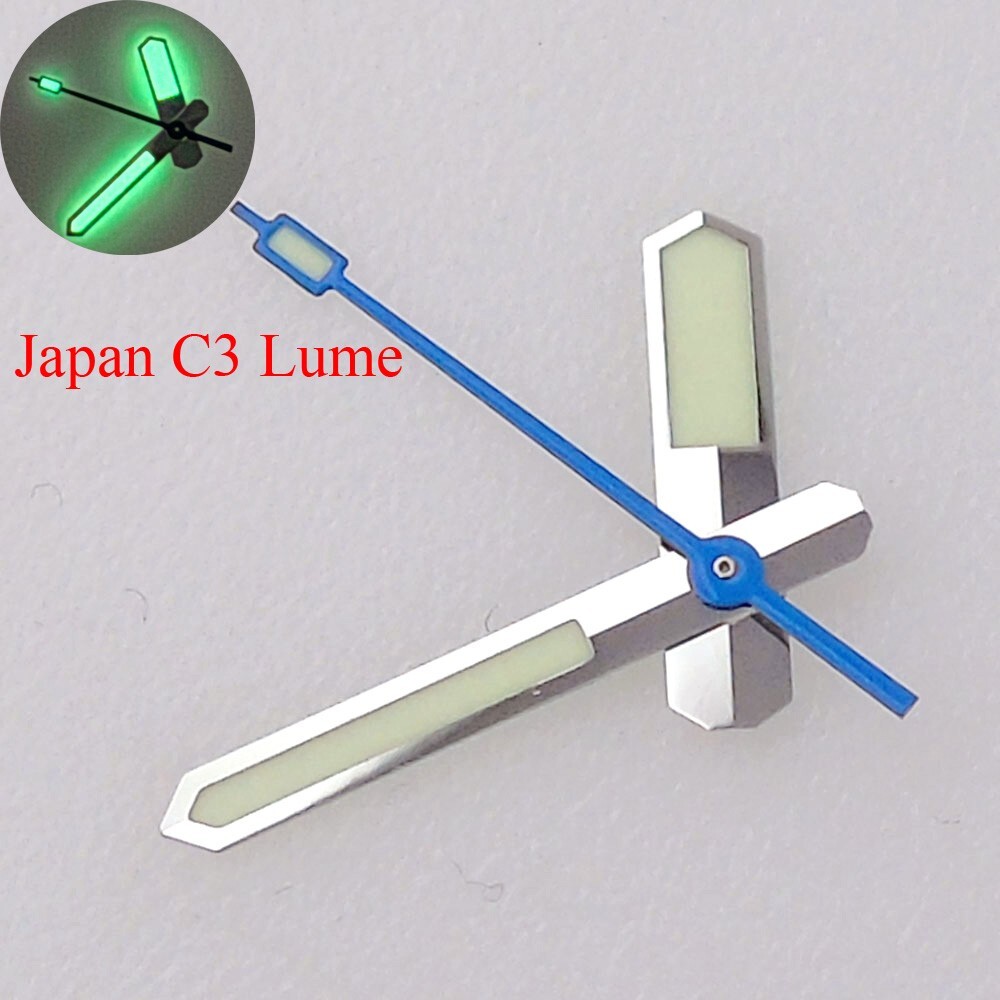 Japan C3 Silver Blue Watch Hand fit NH35 NH36 Automatic Movement Dive Watch Part