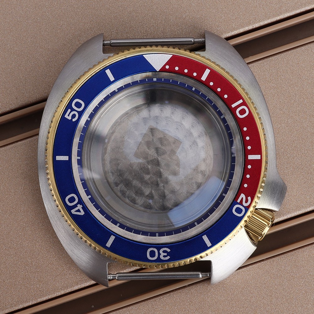 Rotating Diver Bezel Sapphire 44mm Watch Cases Turtle Style For Seiko NH35 NH36