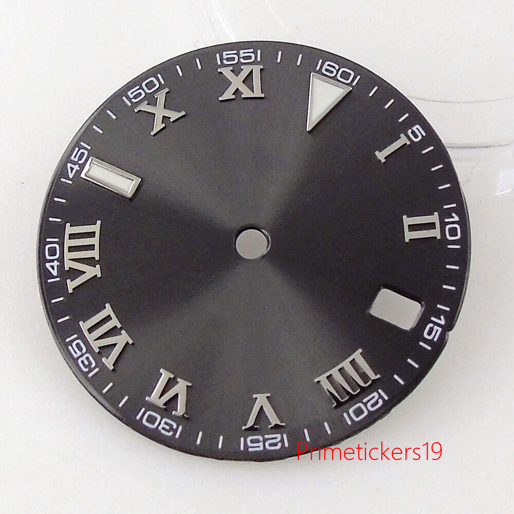 29mm Grey Sunburst Watch Dial Date Window Silver/Golden/Rose Golden Marks Hands