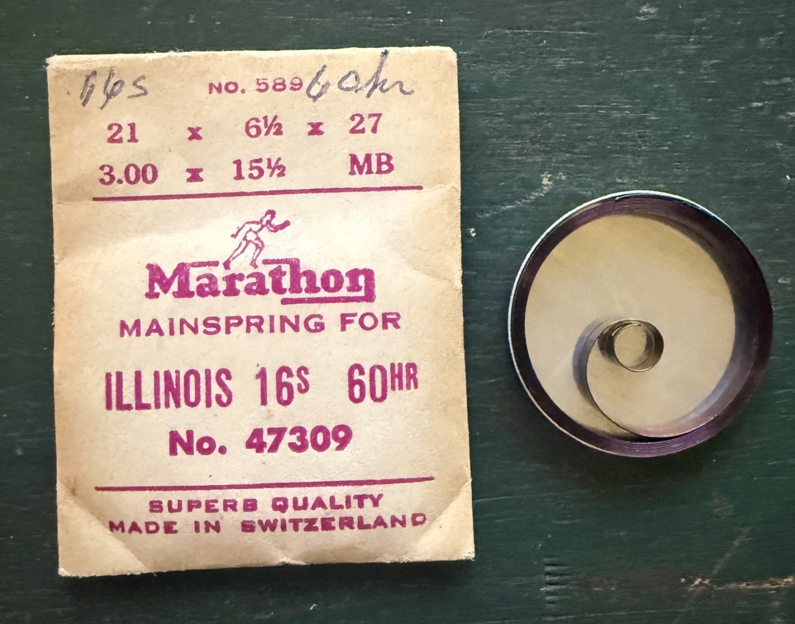 Illinois 16s 47309 pocket watch – Mainspring – watchmaker repair