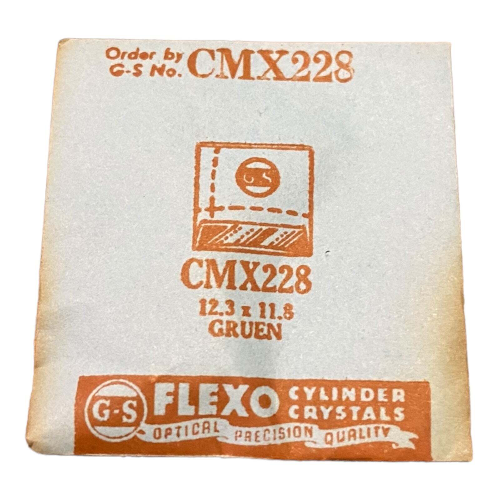 Germanow-Simon Mach (GS) CMX228 Watch Crystal 12.3×11.8 NOS Part Flexo Gruen