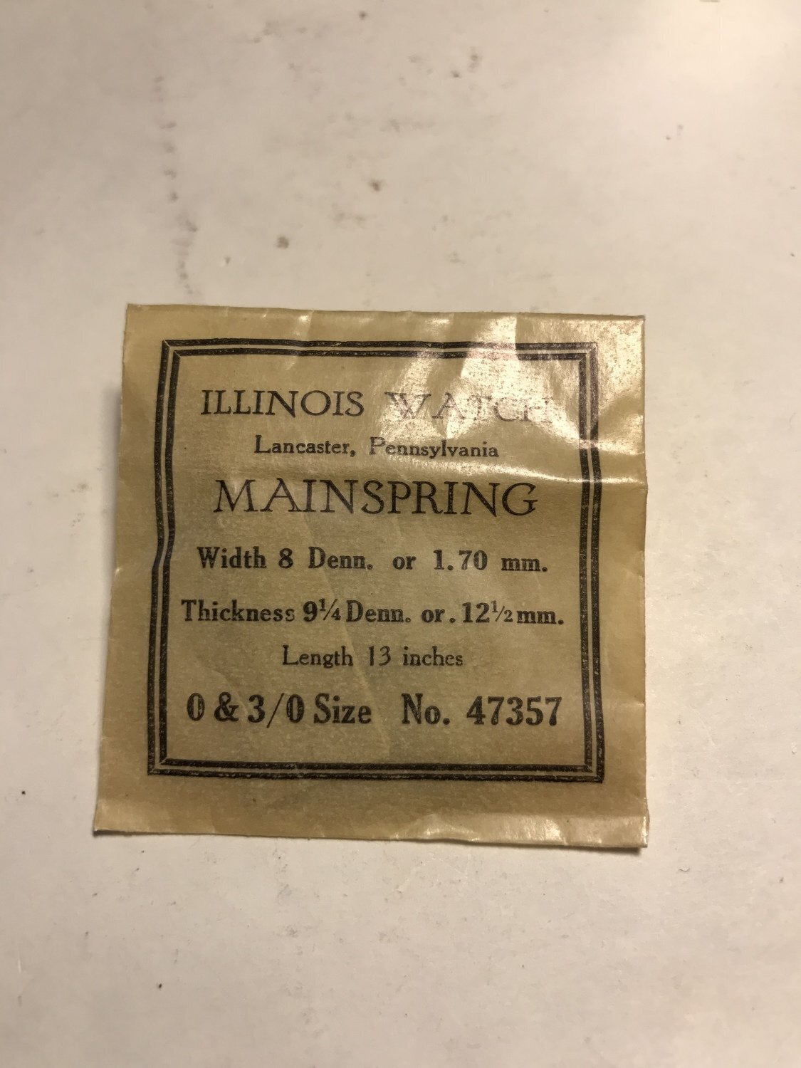 Illinois Factory Mainspring for 0s & 3/0s Movements No. 47357 – Steel