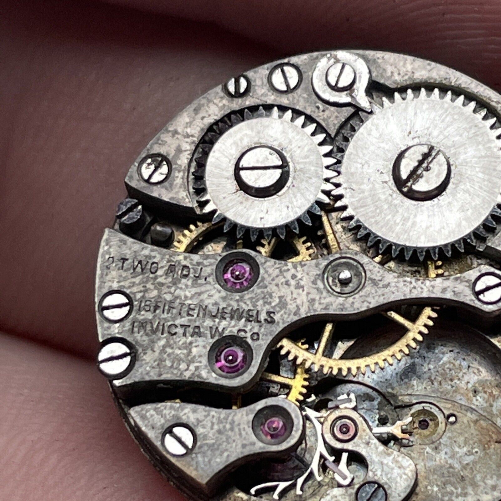 Vintage Invicta Watch Co. 15 Jewels 2 Adjustment Movement With Face.