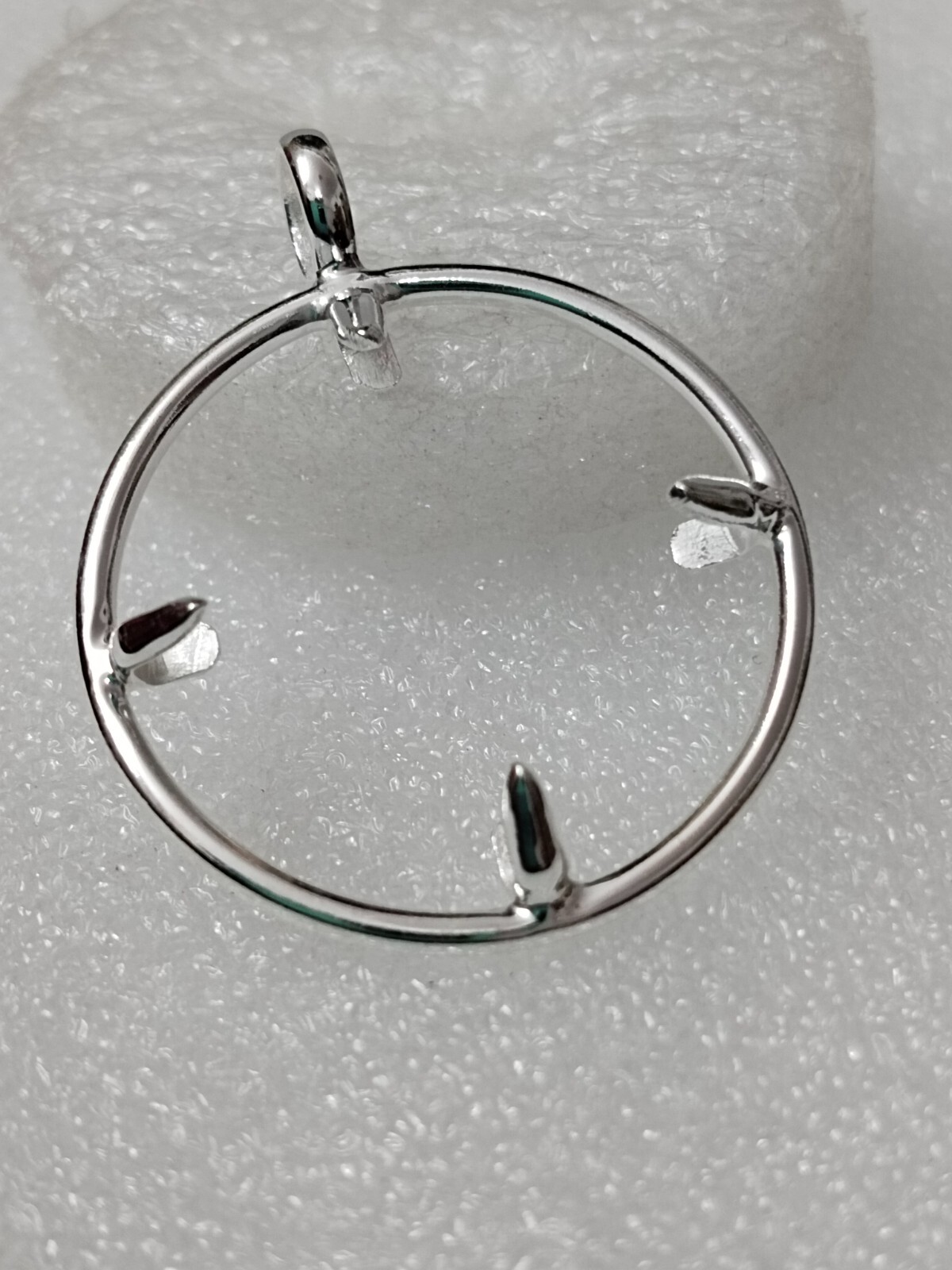 925 Sterling Silver Round Pendant setting prong Blank Bezel Holder Coin
