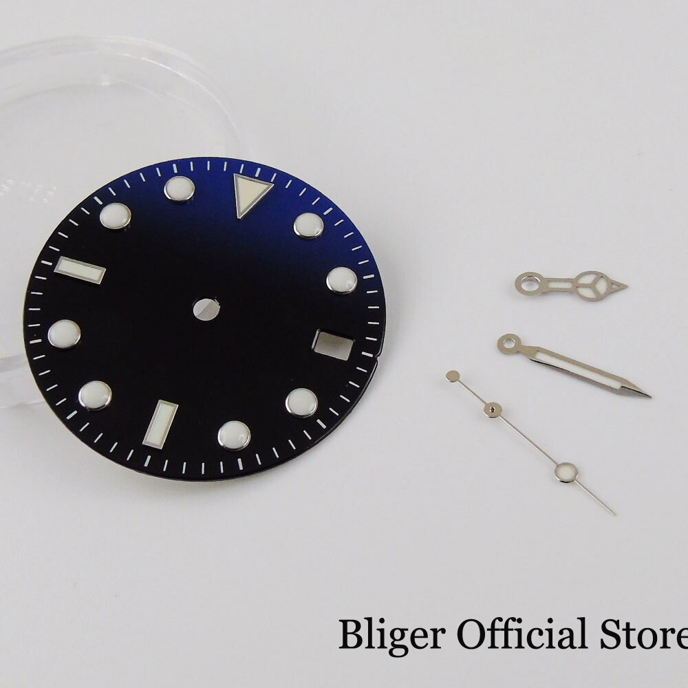29MM Fit NH35A NH36A Luminous Sunburst Watch Dial Hand Set Green Blue Grey Parts