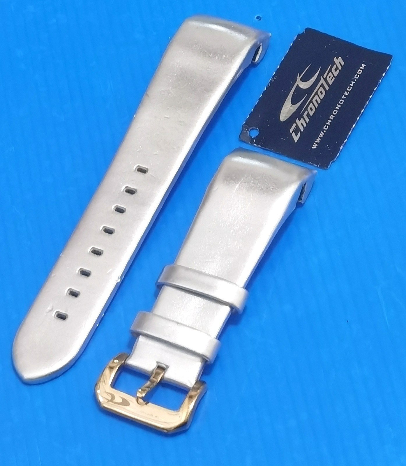 chronotech watch synthetic buckle strap silver curved size 24mm