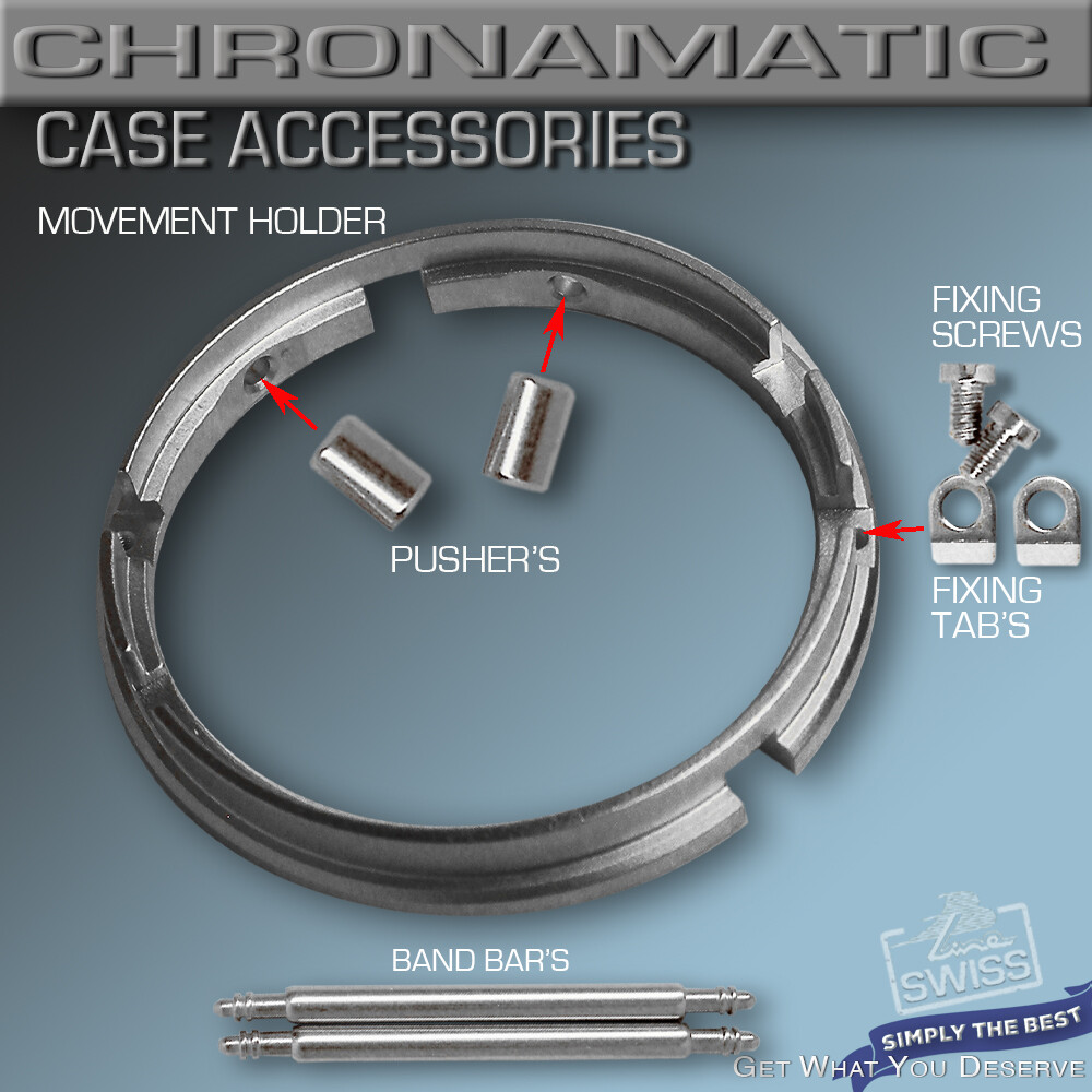 WATCH CASE CHRONOMATIC FOR MOVEMENT ETA VALJOUX 7750, STAINLESS STEEL, 44 MM