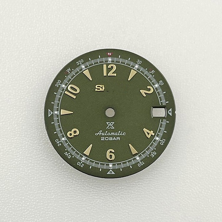 28.5MM Watch Dial Green Luminous Watch Accessories For NH35A/4R35 Movement